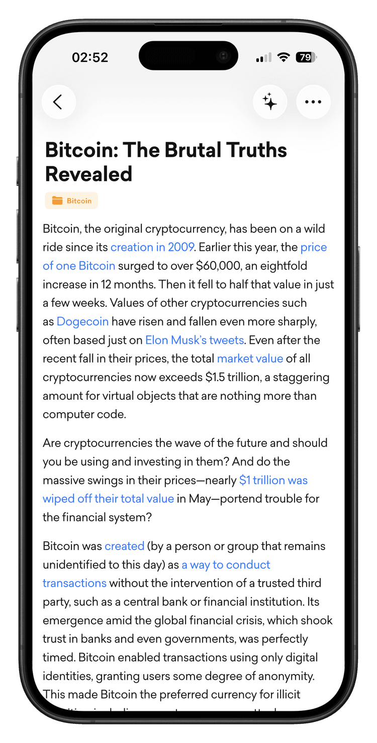 Reeed clean reading view on iOS